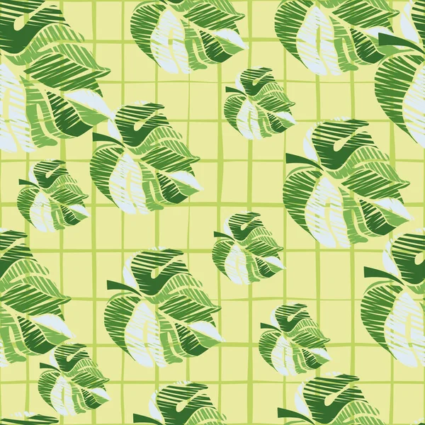 創造的なモンスターは 熱帯のシームレスなパターンを残します 刺繍ヤシの葉無限の壁紙 エキゾチックなハワイのジャングルの背景 熱帯雨林の背景 テキスタイルプリント カバーのためのデザイン — ストックベクタ