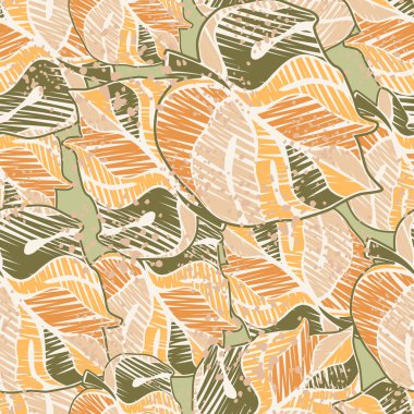 Karalama canavarı tropikal ve pürüzsüz bir iz bırakır. Nakışlı palmiye yaprağı sonsuz duvar kağıdı. Egzotik Hawaii orman arka planı. Yağmur ormanı geçmişi. Kumaş, tekstil baskısı, ambalaj, kapak için tasarım