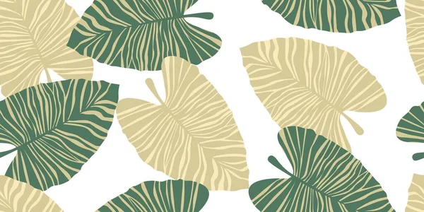 Современные Тропические Пальмовые Листья Бесшовные Экзотические Ботанические Текстуры Джунгли Листья — стоковый вектор