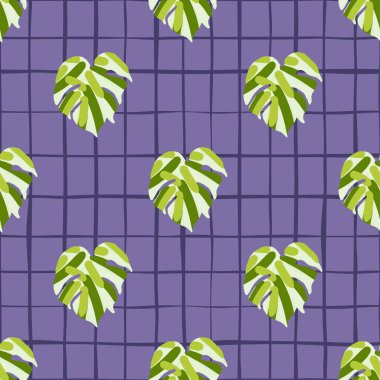 Canavar, tropikal bir iz bırakır. Palmiye yaprağının sonu gelmez duvar kağıdı. Yağmur ormanı geçmişi. Egzotik Hawaii orman arka planı. Kumaş, tekstil baskısı, ambalaj, kapak için yaratıcı tasarım