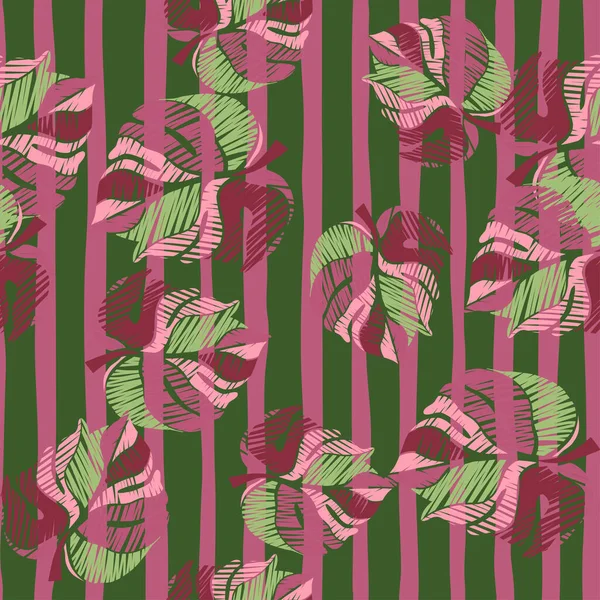 Monstera Créative Laisse Motif Tropical Sans Couture Broderie Feuille Palmier — Image vectorielle