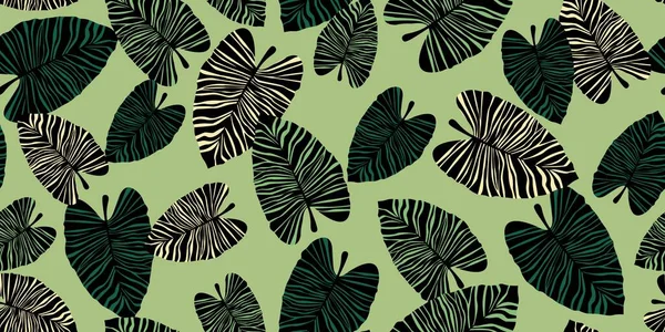 Trendige Tropische Palmenblätter Mit Nahtlosem Muster Exotische Botanische Textur Vektorblumiger — Stockvektor