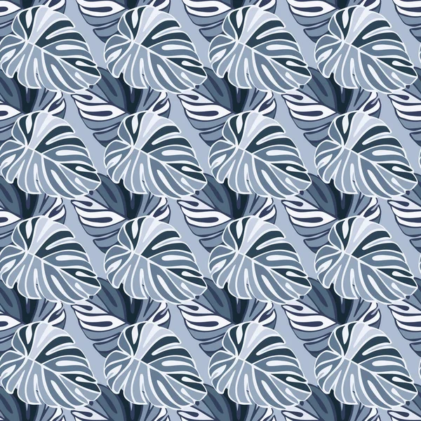 創造的な明るい熱帯の葉シームレスなパターン モンステラの葉の背景 現代のエキゾチックなジャングルの植物無限の壁紙 ハワイの背景 熱帯雨林の花の質感 ベクターイラスト — ストックベクタ