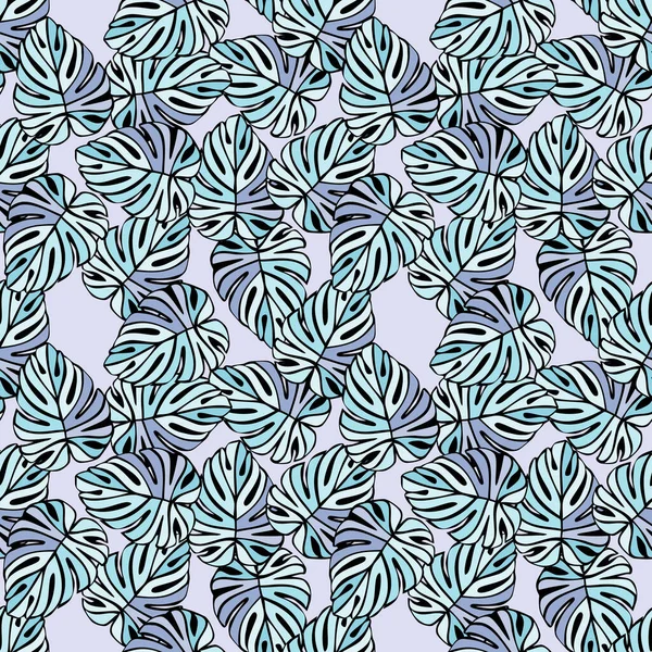 Creative Bright Tropical Leaves Seamless Pattern Latar Belakang Daun Monstera - Stok Vektor