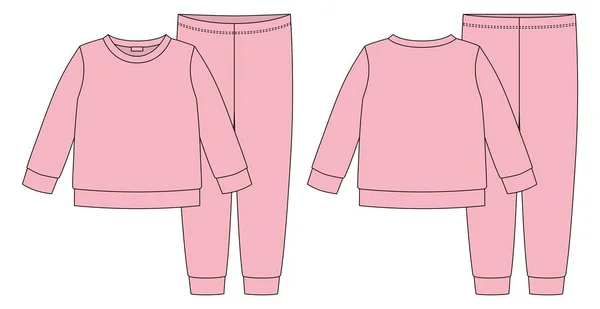 Vestuário Pijama Esboço Técnico Cor Rosa Pêssego Camisola Algodão Infantil —  Vetores de Stock