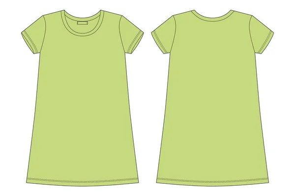 Bomull Kemisera Teknisk Skiss Grön Färg Nattlinne För Kvinna Sömnkläder — Stock vektor