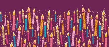 renkli doğum günü mumları seamless modeli yatay kenarlık