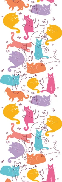 Colorful Cats Vertical Seamless Pattern Border — Stock Vector