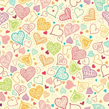 Doodle Kalpleri Kusursuz Desenli Arkaplan