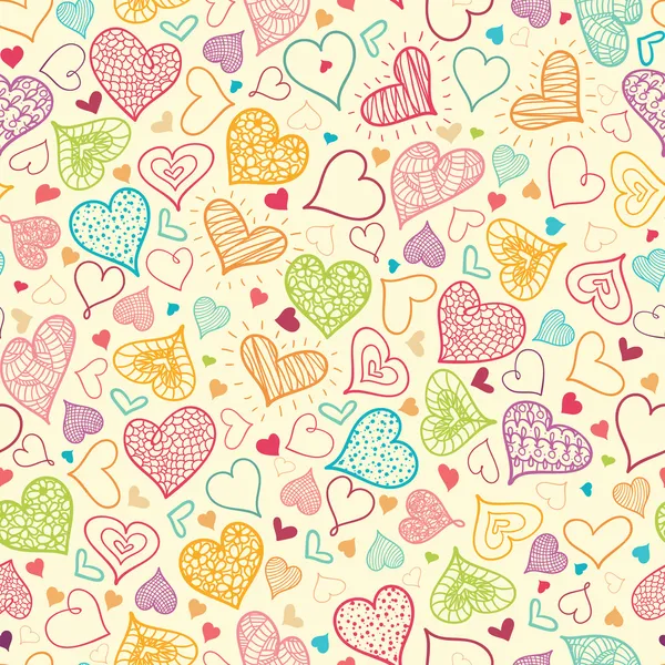 Doodle Hearts naadloze patroon achtergrond Vectorbeelden