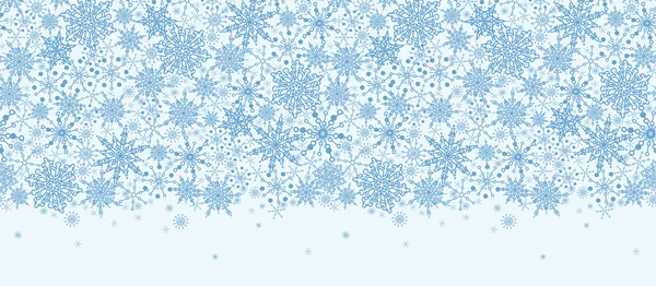 Snowflake Texture Horizontal Seamless Pattern Border — Stock Vector