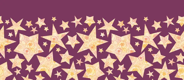 Estrelas de Natal texturizadas florais Padrão sem costura horizontal — Vetor de Stock