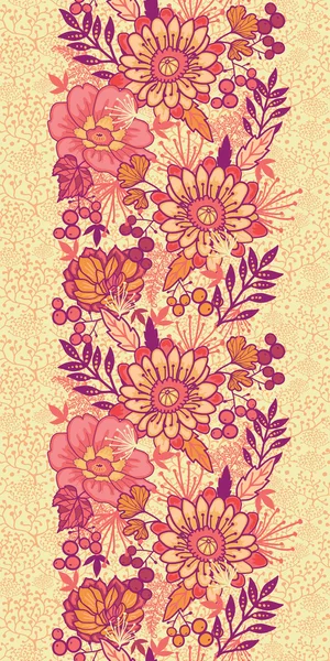 Fall flowers vertical seamless pattern background border — Stock Vector