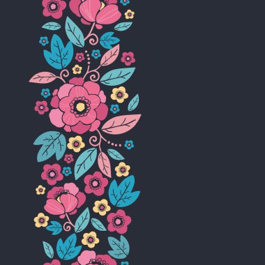 gece kimono çiçeği dikey Dikişsiz desen kenarlığı