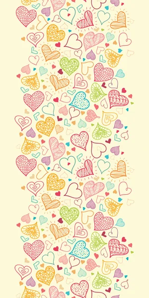 Doodle Hearts Vertical Seamless Pattern Arrière-plan Bordure — Image vectorielle