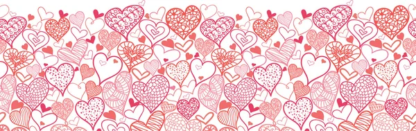 Día de San Valentín Corazones Horizontal sin costura Patrón Frontera — Vector de stock