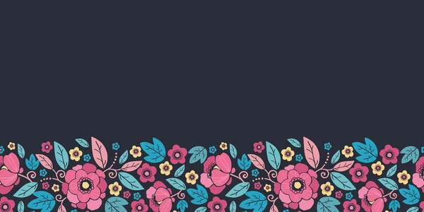 Nuit Kimono Blossom Horizontal Seamless Pattern Bordure — Image vectorielle