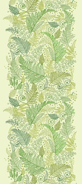 Green Fern Leaves Vertical Seamless Pattern Border — Stock Vector