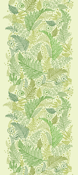 Green Fern Leaves Vertical Seamless Pattern Border