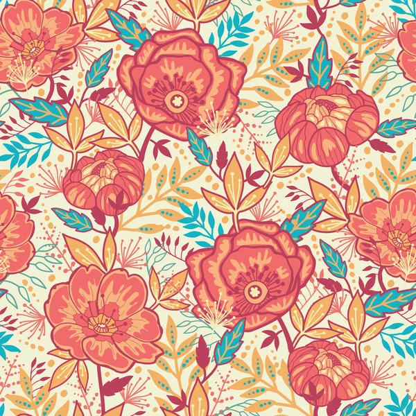 Flores vibrantes de colores sin costura patrón de fondo — Vector de stock