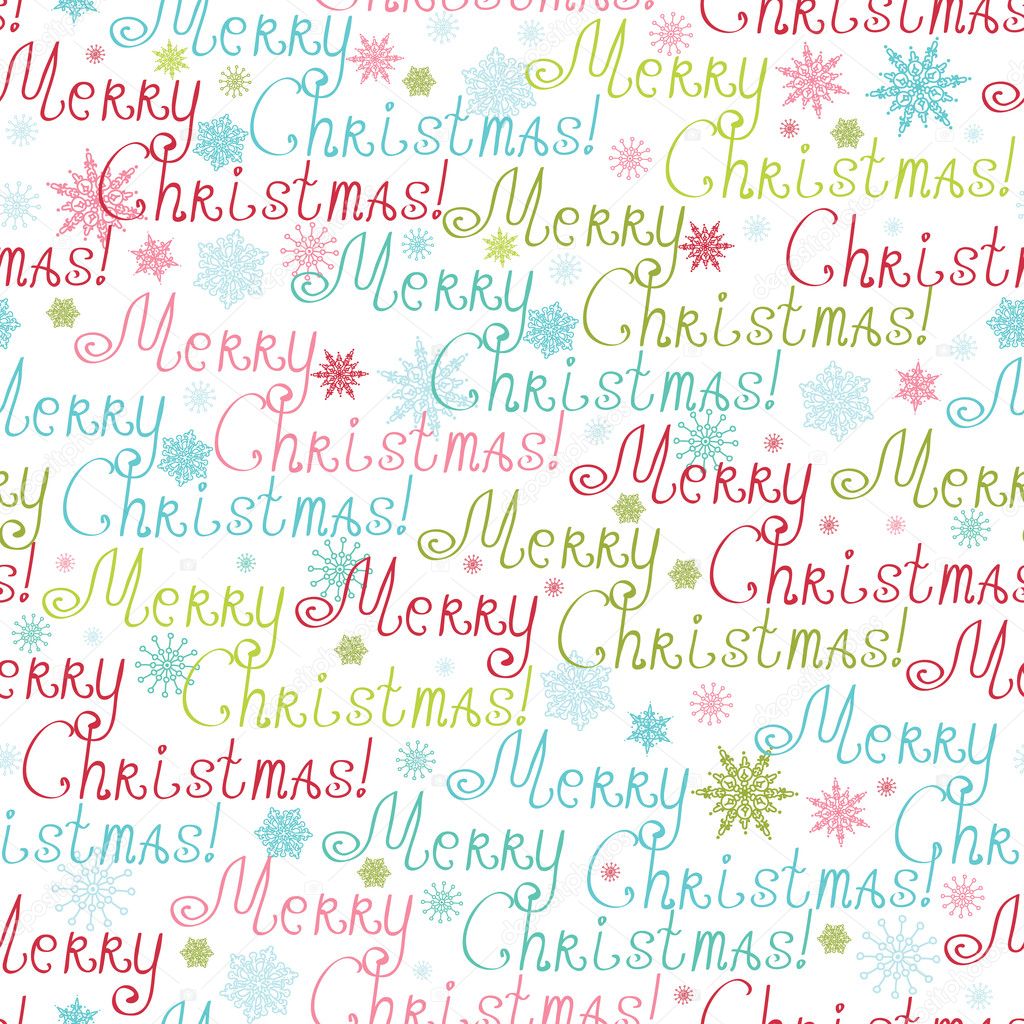 Merry Christmas Text Seamless Pattern Background
