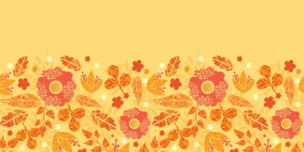 Flores de fuego horizontal sin costura patrón borde de fondo — Vector de stock