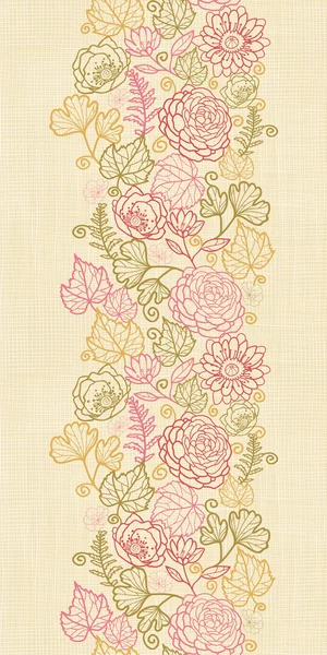 Fleurs textiles verticale sans couture motif fond bordure — Image vectorielle