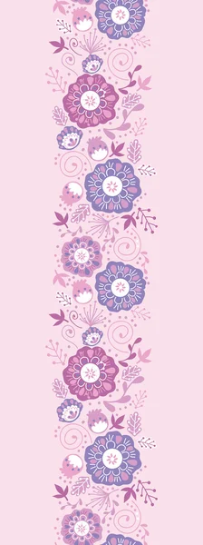 Fleurs à fleurs pourpres Vertical Seamless Pattern Bordure — Image vectorielle