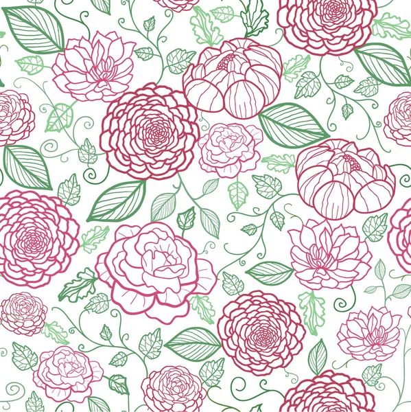 Florale Linie Kunst nahtlose Muster Hintergrund — Stockvektor