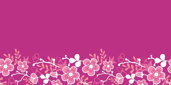 Pembe sakura kimono çiçeği seamless modeli yatay kenarlık — Stok Vektör