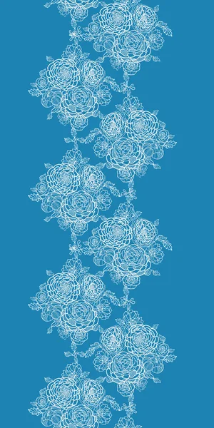 Blue lace flowers vertical seamless pattern background border — Stock Vector