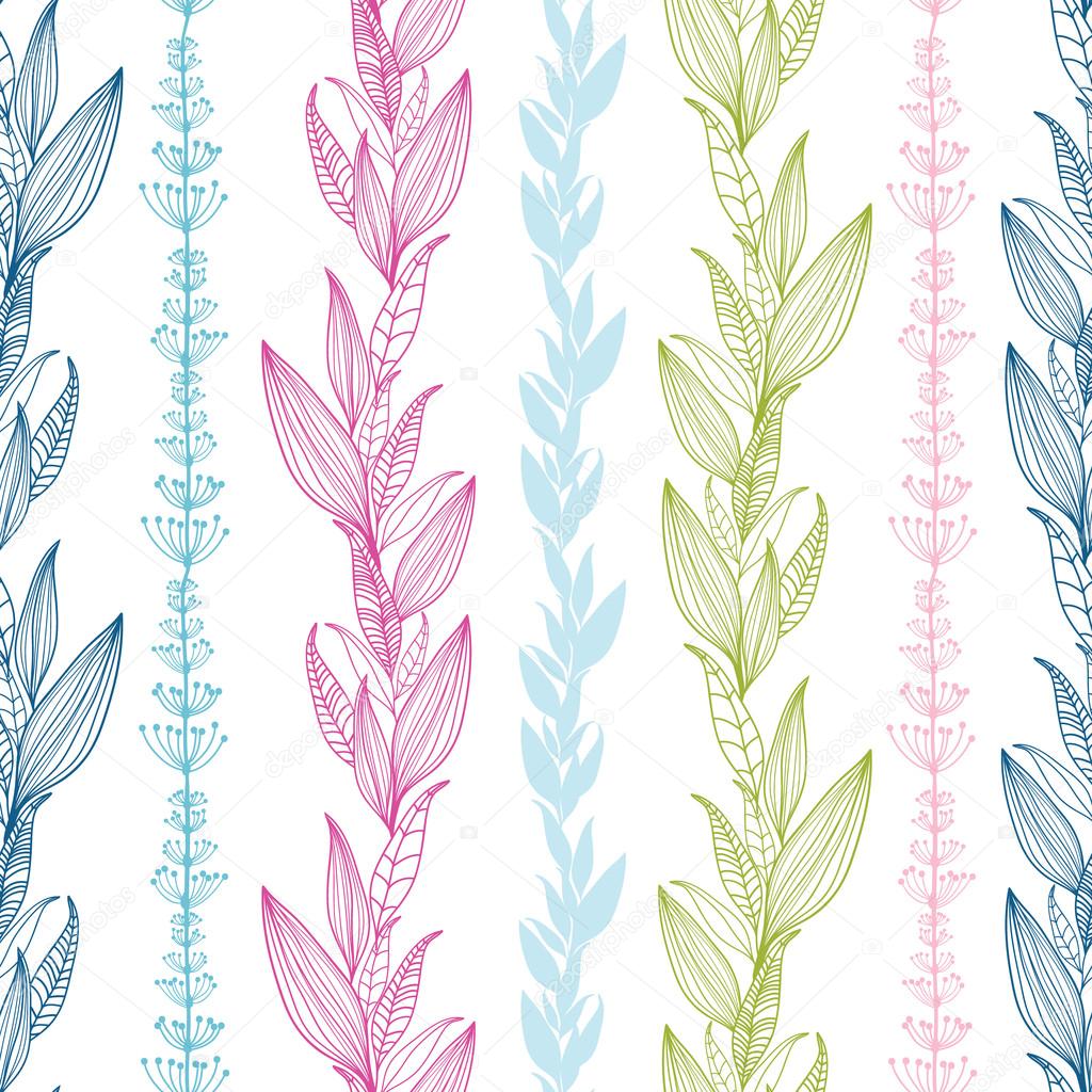 Floral stripes vertical seamless pattern background