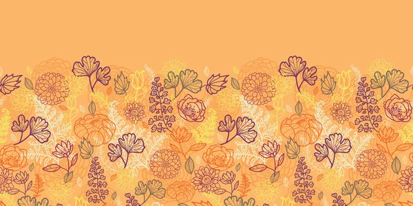 砂漠の花と葉の水平方向のシームレスなパターン国境 — ストックベクタ