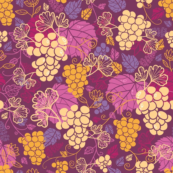 Viñas de uva dulce sin costura patrón de fondo — Archivo Imágenes Vectoriales
