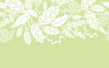 beyaz çiçek ve yaprak yatay Dikişsiz desen kenarlığı