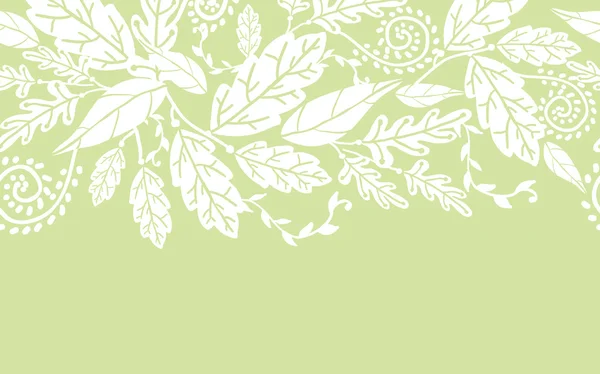 Fiori bianchi e foglie orizzontale senza cuciture bordo modello — Vettoriale Stock