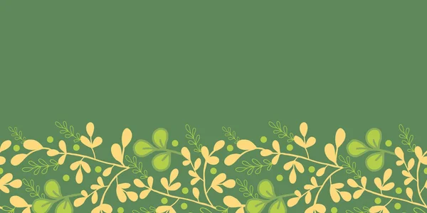 Зелене і золоте листя горизонтальний безшовний візерунок кордону — стоковий вектор
