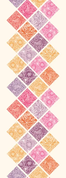Floral mosaic tiles vertical seamless pattern border — Stock Vector