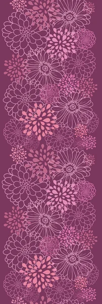 Purple field flowers vertical seamless pattern border — Stock Vector