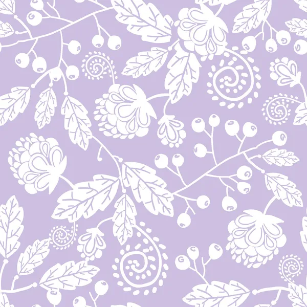 Roxo linha arte flores sem costura fundo padrão — Vetor de Stock