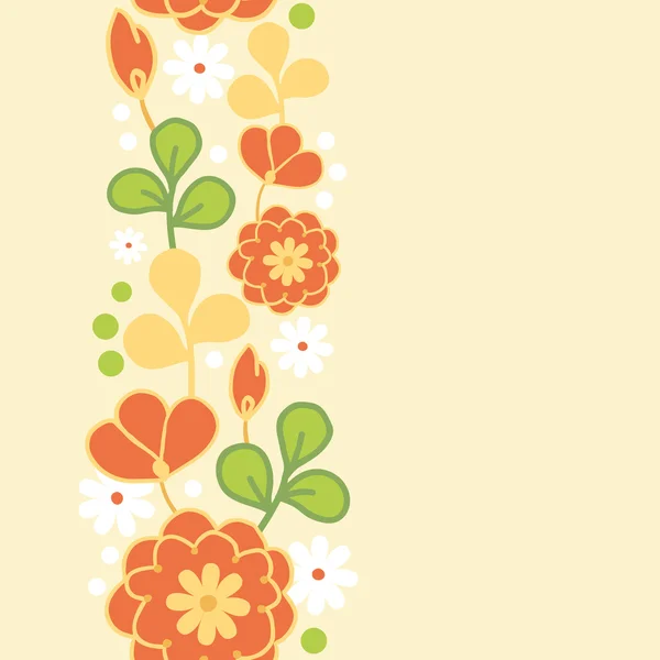 Oranje kimono bloemen verticale naadloze patroon grens — Stockvector