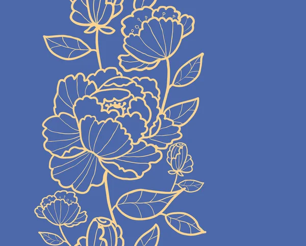 Fleurs et feuilles royales bordure verticale sans couture — Image vectorielle