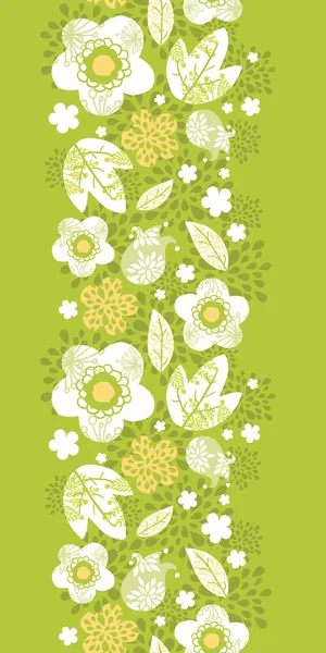 Verde kimono florales vertical sin costura patrón borde — Vector de stock