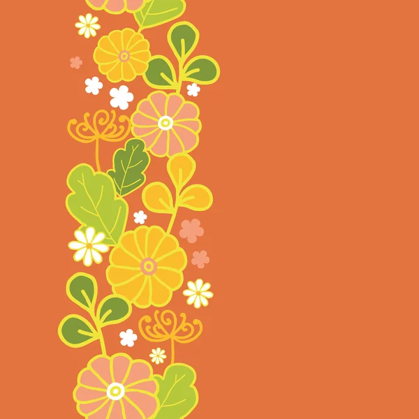 Fleurs dorées vertical sans couture motif fond bordure — Image vectorielle