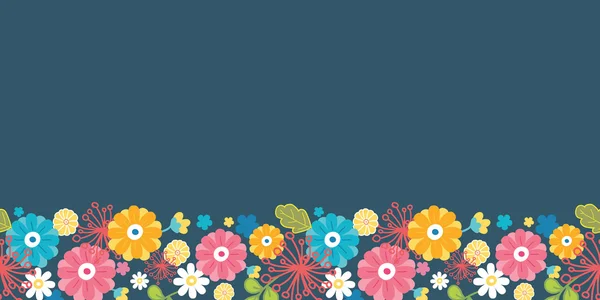 Coloridas flores orientales horizontales sin costura patrón borde — Vector de stock