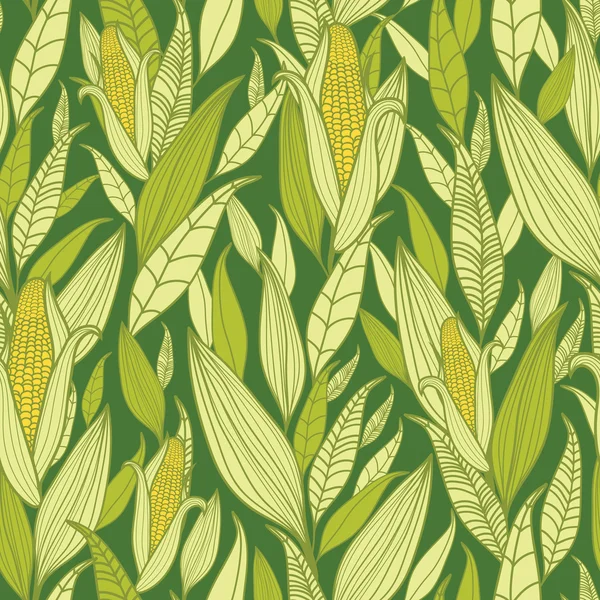 옥수수 식물 원활한 패턴 배경 — 스톡 벡터