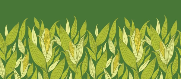 Plantas de maíz horizontal sin costura patrón borde de fondo — Vector de stock