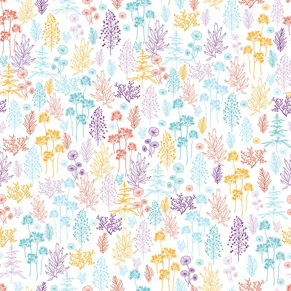 カラフルな花や植物のシームレスなパターンの背景 — ストックベクタ