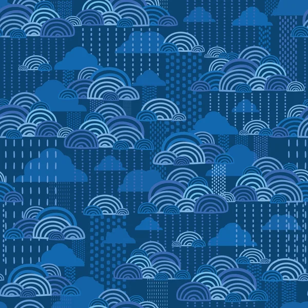 Regen Wolken nahtlose Muster Hintergrund — Stockvektor