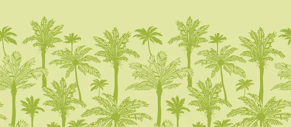 Groene palm bomen horizontale naadloze patroon achtergrond grens — Stockvector
